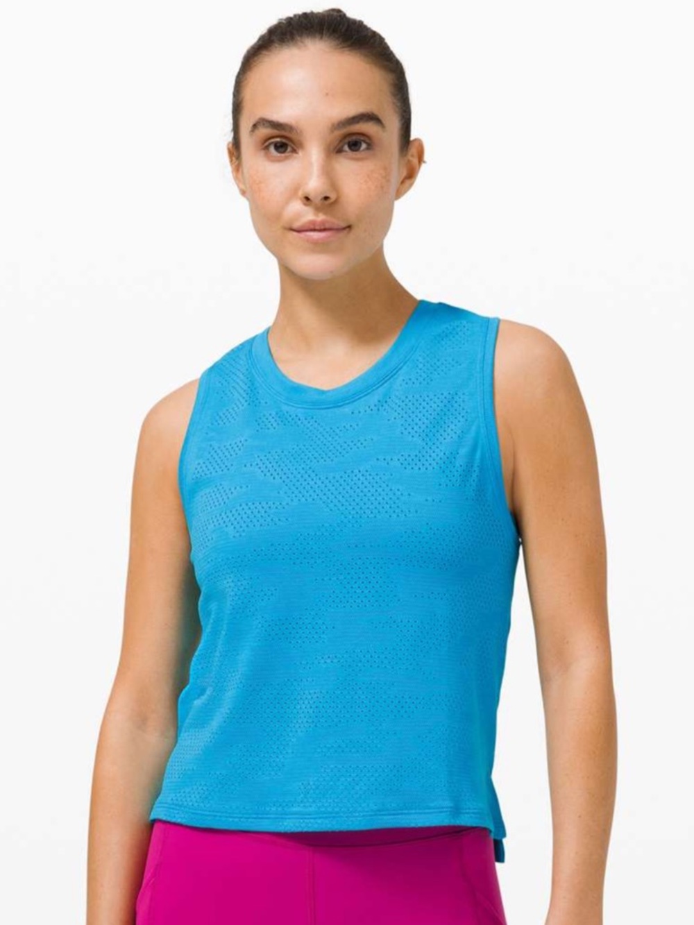 Lululemon Train To Be Tank Camo Turquoise Tide Seamless Mesh Athletic Top Medium